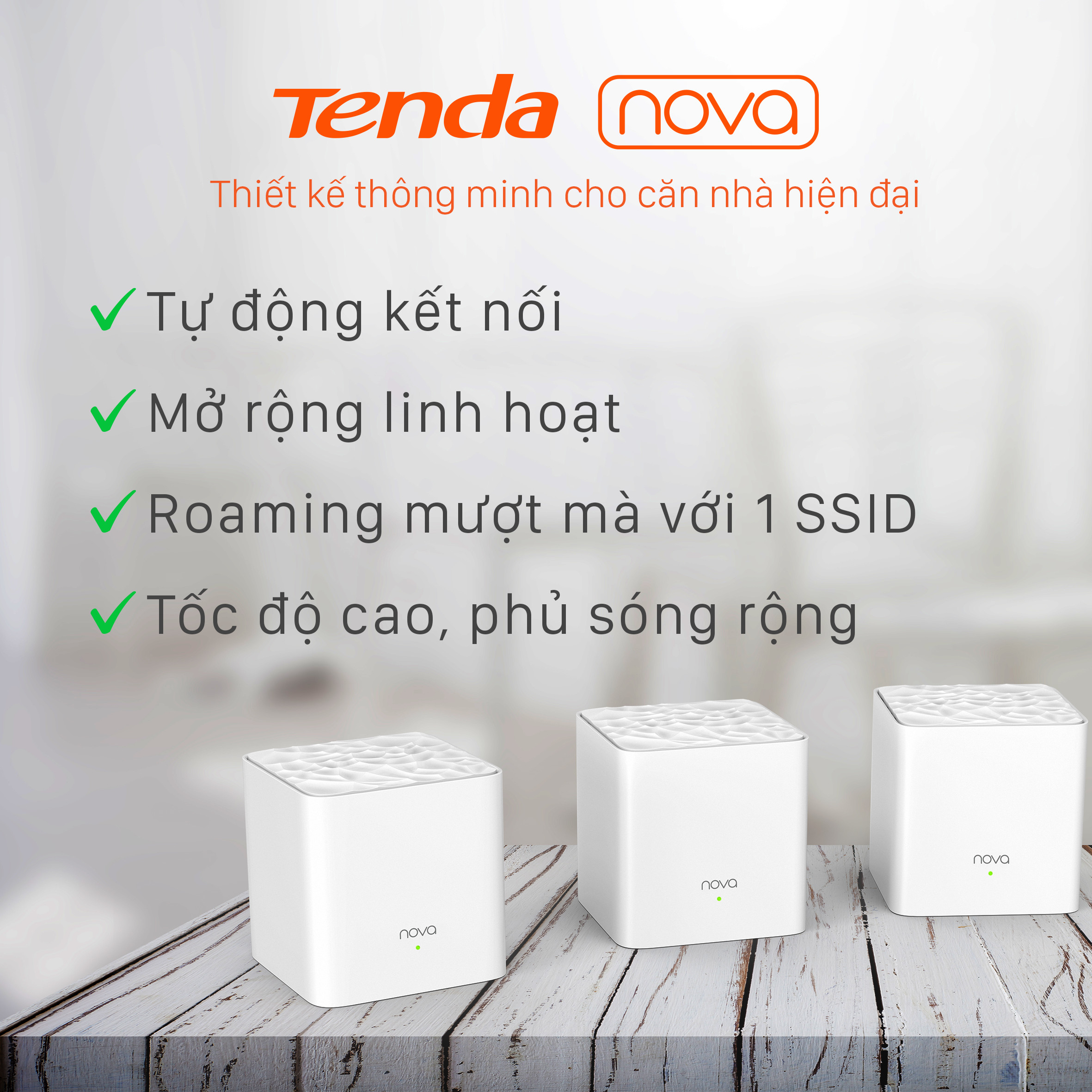 Hệ thống Wifi Nova Mesh cho gia đình Tenda MW3 Chuẩn AC 1200Mbps 1 pack- Hàng Chính Hãng