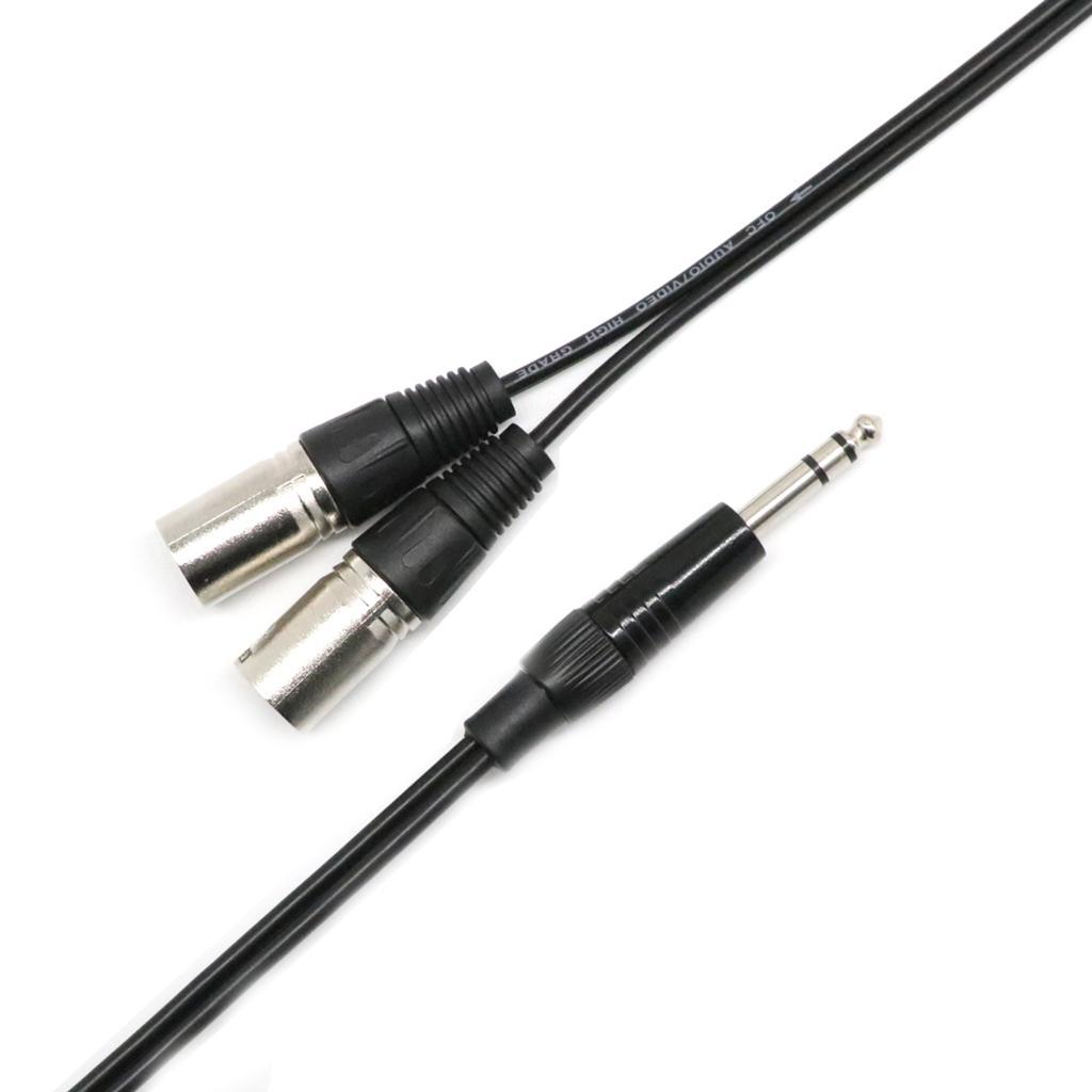 4X 1Ft 1/4 "6.35mm to 2 Dual XLR Male 3 Pin Breakout Splitter Audio Cable