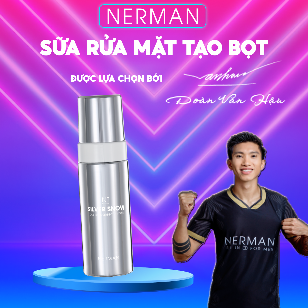 Combo 5 in 1 Nerman-Sữa tắm gội hương nước hoa cao cấp 3in1 180g&Sữa rửa mặt tạo bọt cạo râu 2in1 Nano bạc Silver Snow 150g [