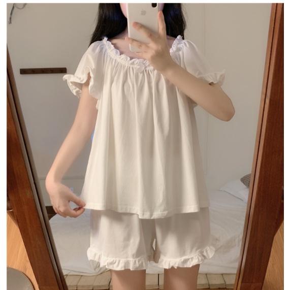 Đồ bộ mặc nhà mùa hè dễ thương quần ngắn trắng BK01