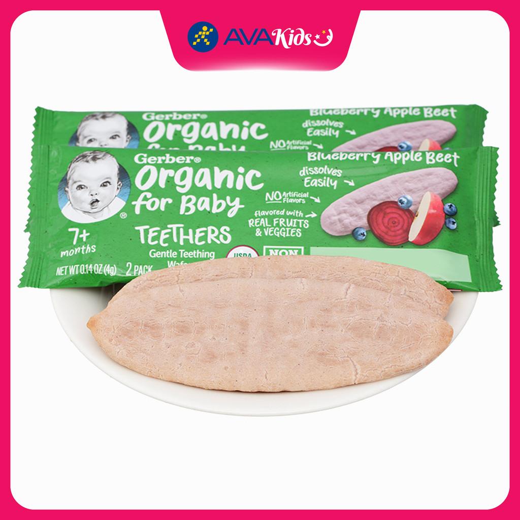 Bánh gạo ăn dặm Gerber Organic Teethers vị việt quất, táo và củ cải đỏ hộp 48g (từ 7 tháng) - Hàng Chính Hãng