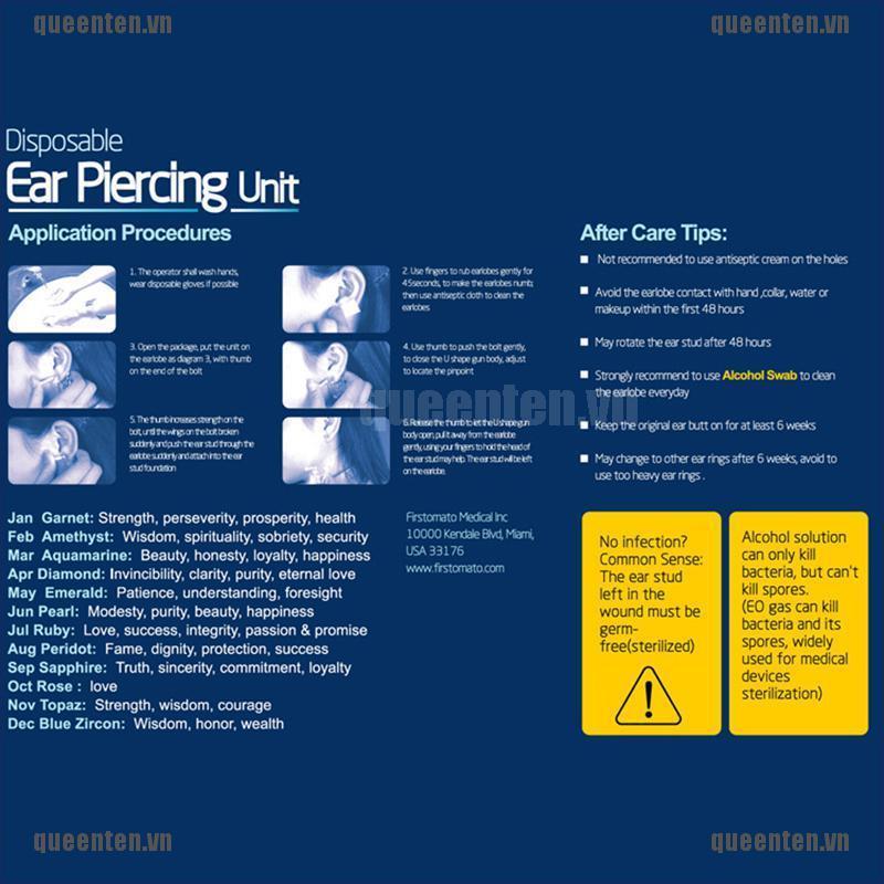 Disposable Blue Ear Sterile Piercing Kit within 1pc Ear Ring +1Pc Pad QUVN