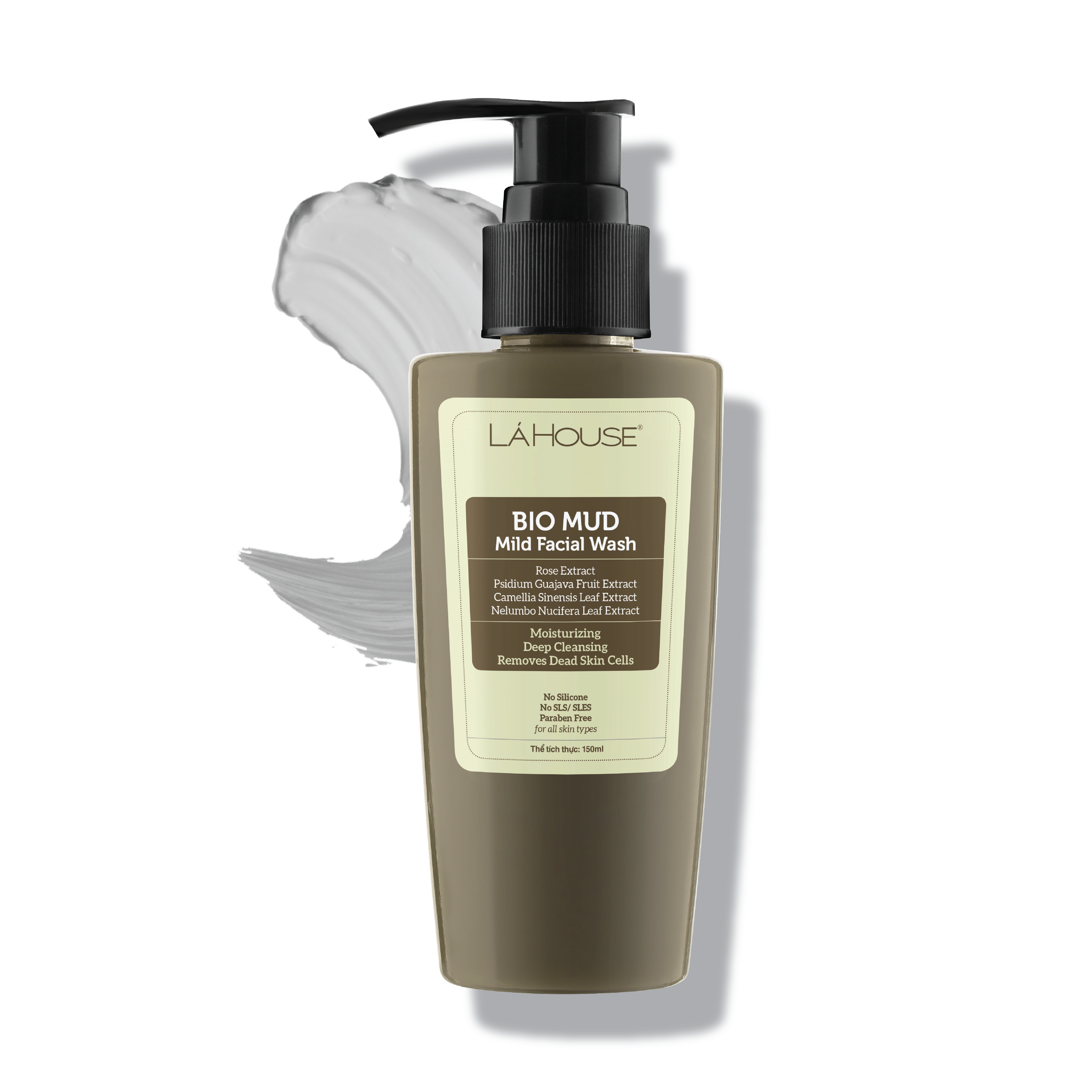 Sữa rửa mặt bùn khoáng loại bỏ tế bào da chết Lá House Bio Mud Mild Facial Wash 50ml150ml – 150ml