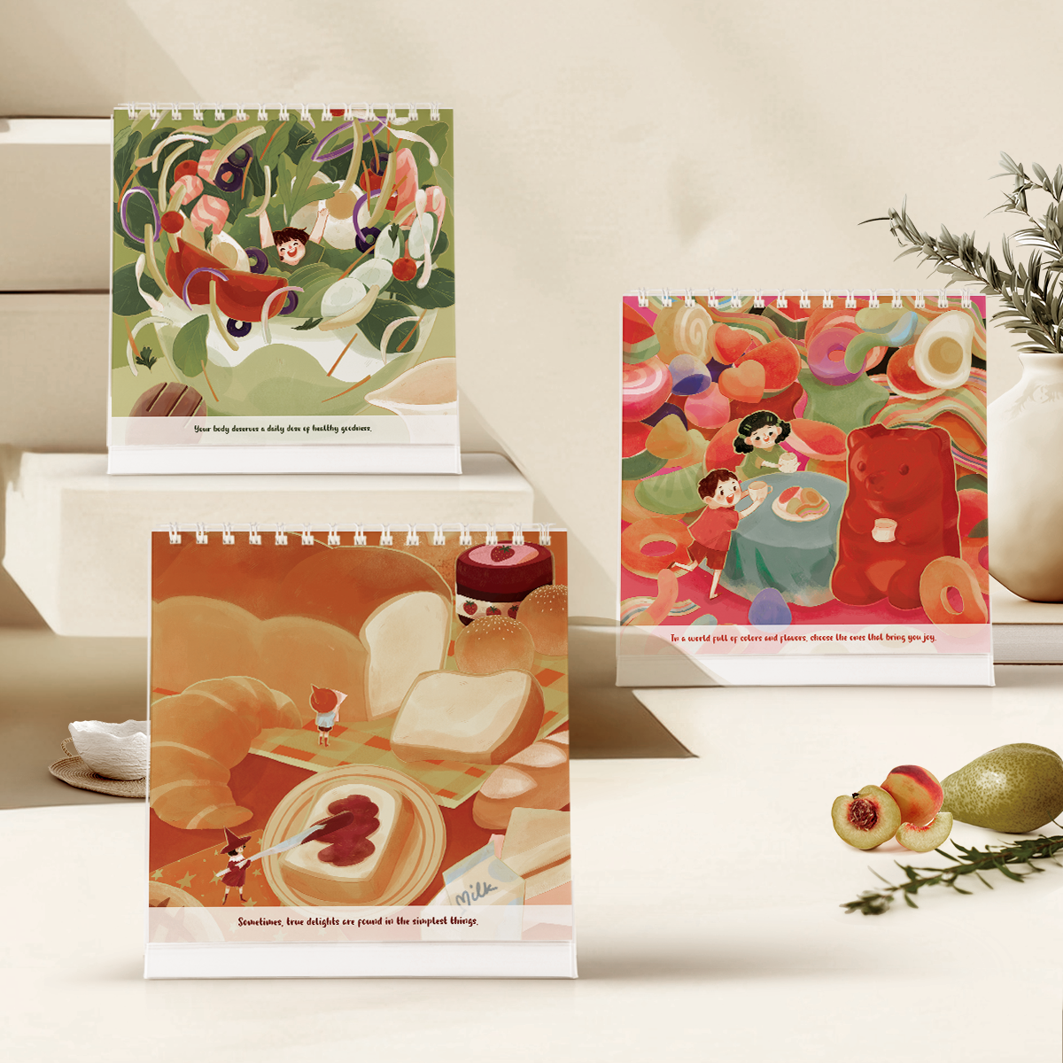 Lịch bàn 2025 SDstationery The Tastes of Life, khám phá thế giới ẩm thực và cảm xúc, minh họa đẹp, thông điệp tiếng Anh
