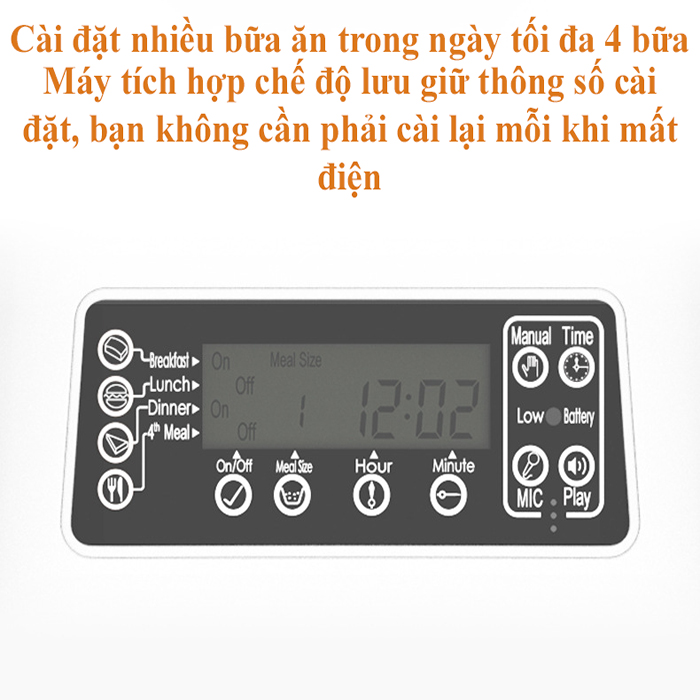 MÁY CHO MÈO ĂN GD460 MÁY CHO MÈO ĂN THÔNG MINH TỰ ĐỘNG NHẢ THỨC ĂN THEO ĐỊNH LƯỢNG VÀ KHUNG THỜI GIAN CHẤT LIỆU BỀN ĐẸP AN TOÀN CHO MÈO DUNG TÍCH 11L