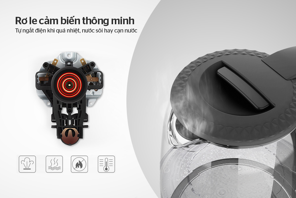 Ấm Siêu Tốc Thủy Tinh Sunhouse SHD1215 1.8 Lít - Bảo Hành 12 Tháng Toàn Quốc