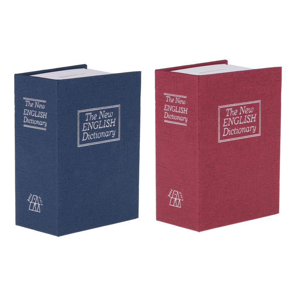 2pcs Dictionary Hollow Book Safe Diversion Secret Stash Lock &amp; Key