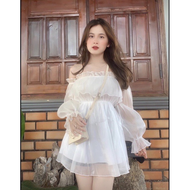 Áo Kiểu Trễ Vai Siêu Đep 2 Lớp Chun Eo Sáng Chảnh