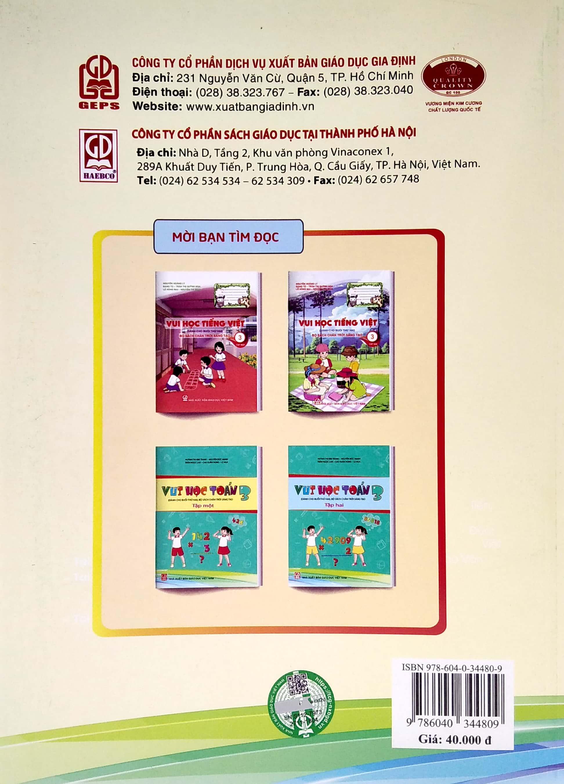 Vui Học Toán 3 - Tập 1 (Bộ Chân Trời Sáng Tạo)
