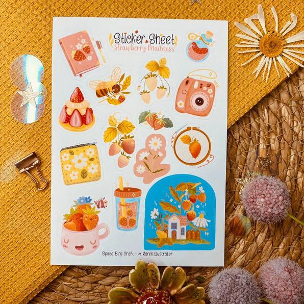 Sticker sheet strauberry madness - chuyên dán, trang trí sổ nhật kí, sổ tay | Bullet journal sticker - unim059