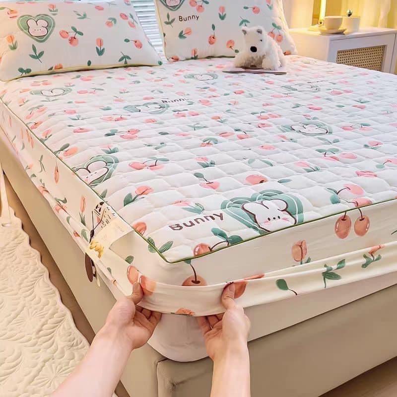 Bộ ga gối 3 món Cotton đũi dệt bông xơ đậu nành ga gối trần bông đũi cotton