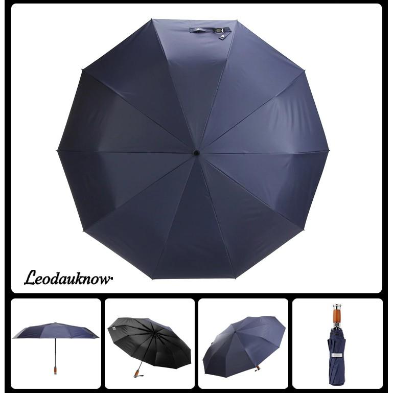 Ô dù cao cấp LEODAUKNOW chống tia UV - Mẫu cán bạc phối gỗ big size 120cm có hộp quà tặng