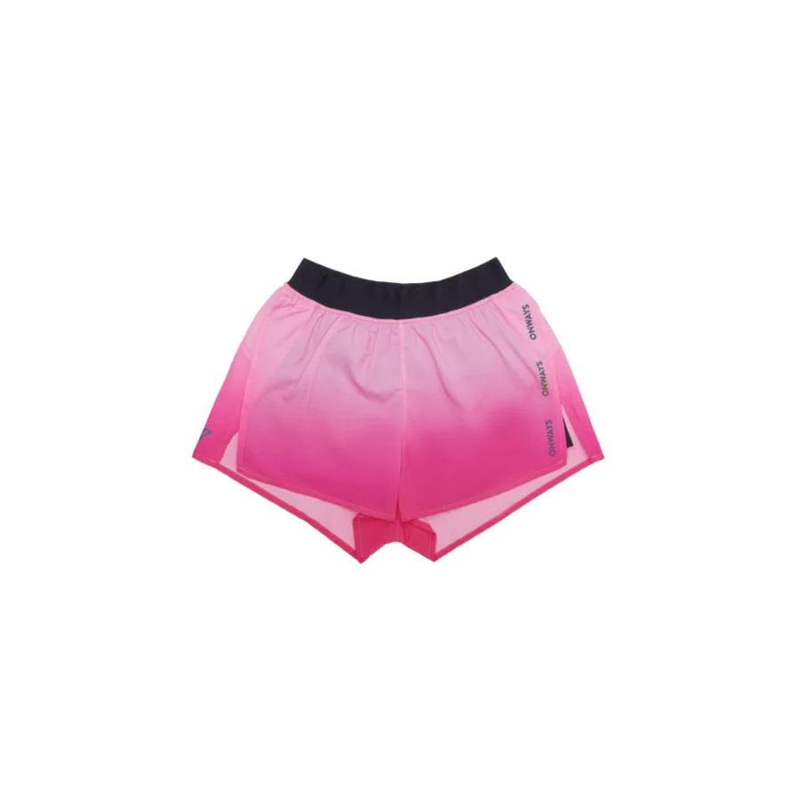 Quần short chạy bộ nữ ONWAYS in chuyển màu xẻ lai cao