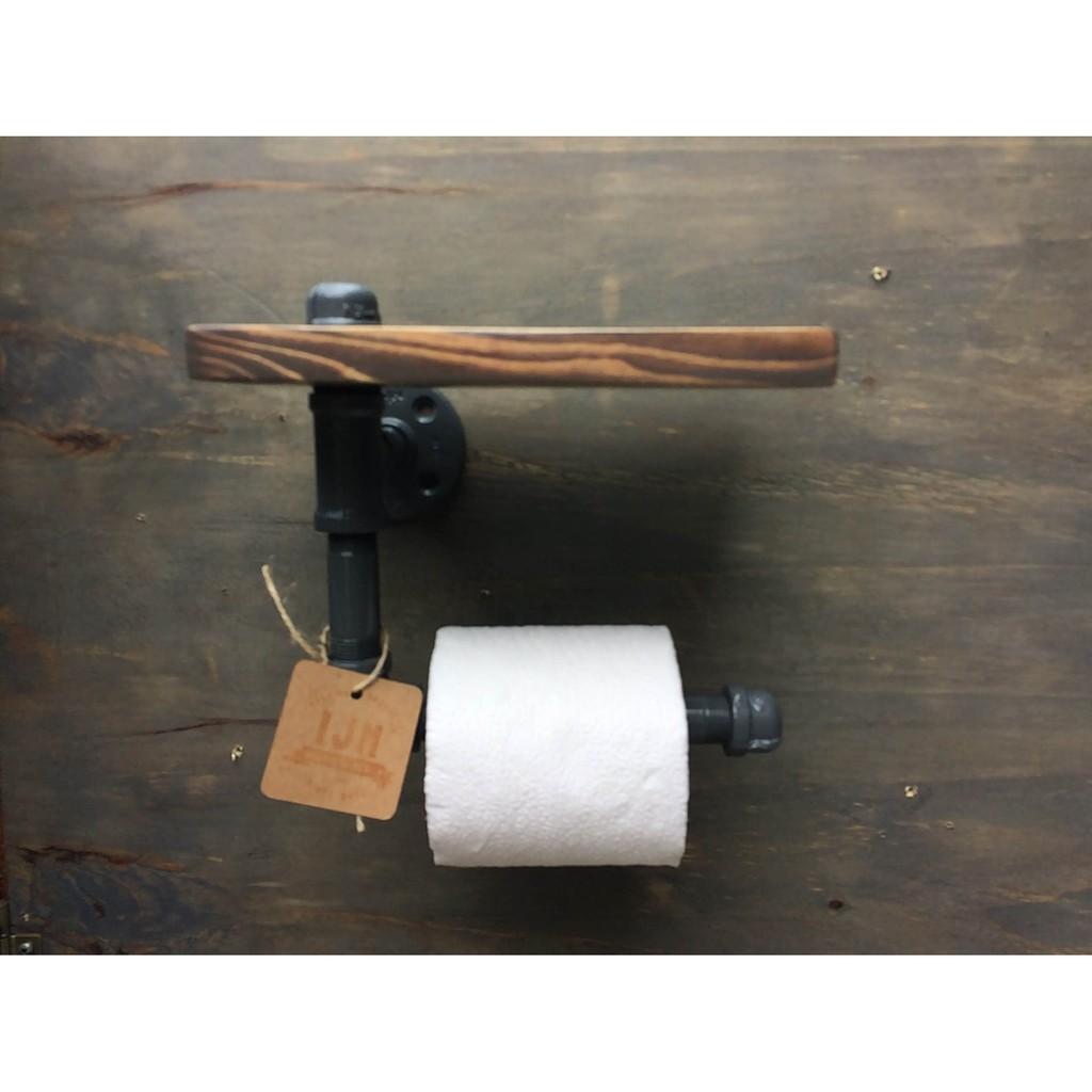 Kệ ống nước mini kèm móc treo tường WC, kệ ống nước lắp ráp chất liệu ống sắt cao cấp trang trí đẹp
