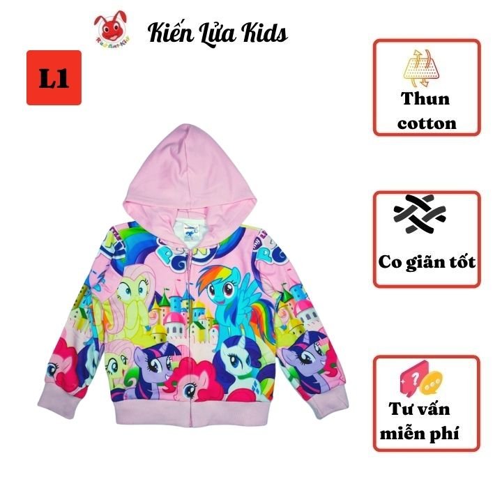 Hình ảnh Áo khoác bé gái Pony từ 14-43kg - Thun cotton da cá in 3D cực chất