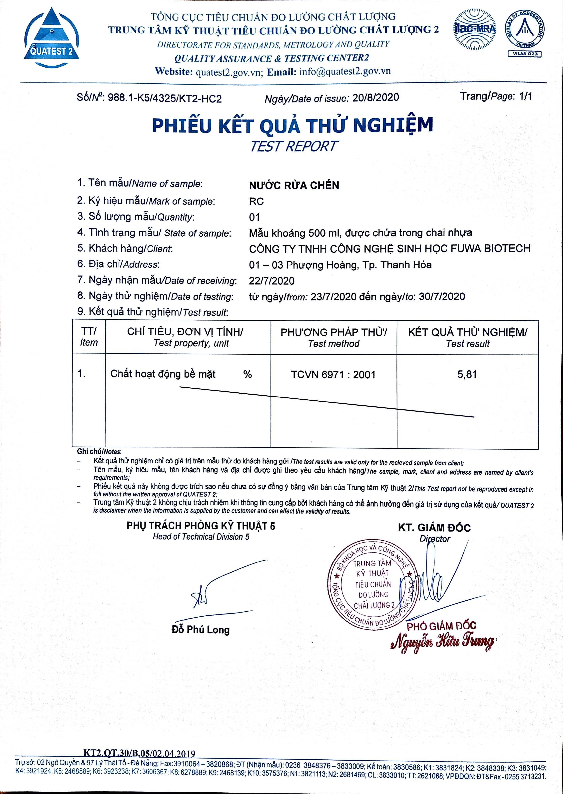 Nước rửa chén hữu cơ enzyme sinh học dứa Fuwa3e 10L