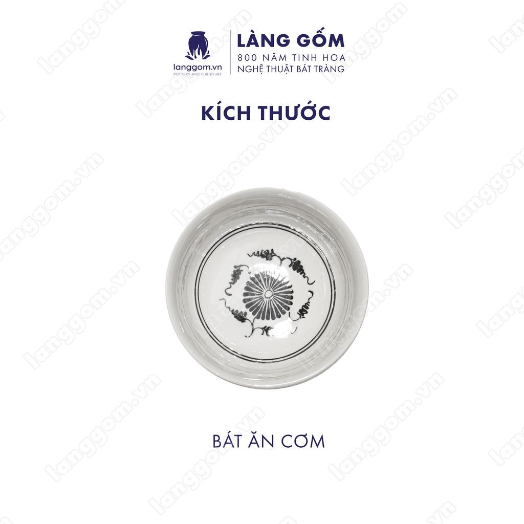 Bộ bàn ăn vẽ hoa mặt trời đen - Size: 55cm - Gốm sứ Bát Tràng - Làng Gốm
