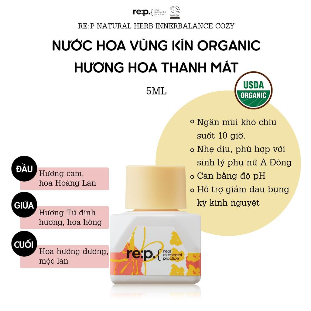 Nước Hoa Vùng Kín Organic Fine Hương Hoa Thanh Mát Quyến Rũ RE:P Natural Herb Inner Balance Fine 5ml (Có che tên)