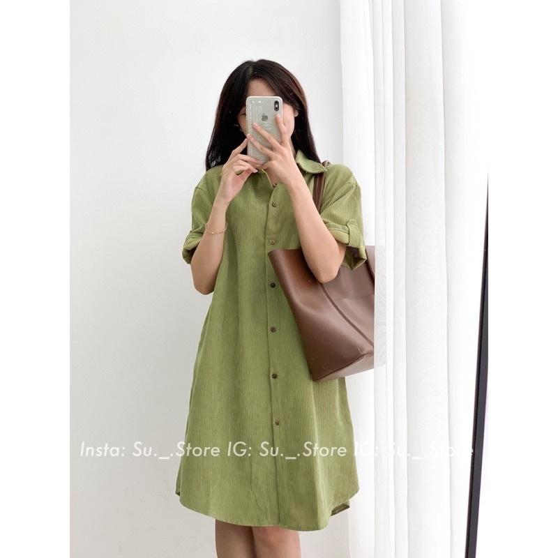 vải nhung tăm to màu xanh bơ hot trend may váy áo thu đông