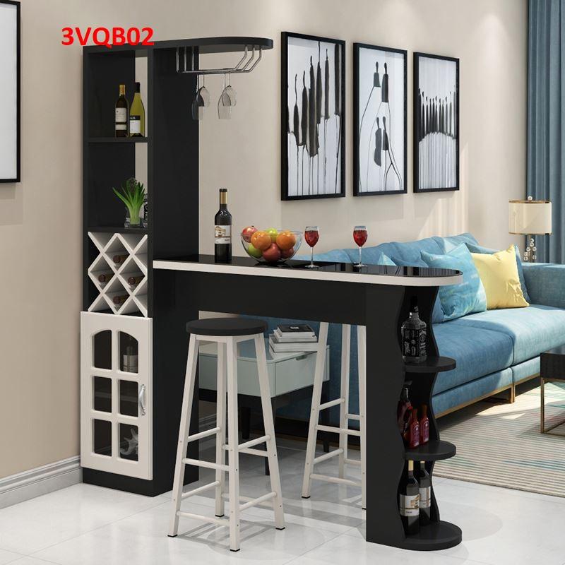 Quầy bar mini, quầy bar kiêm vách ngăn phòng khách nhà bếp 3VQB02