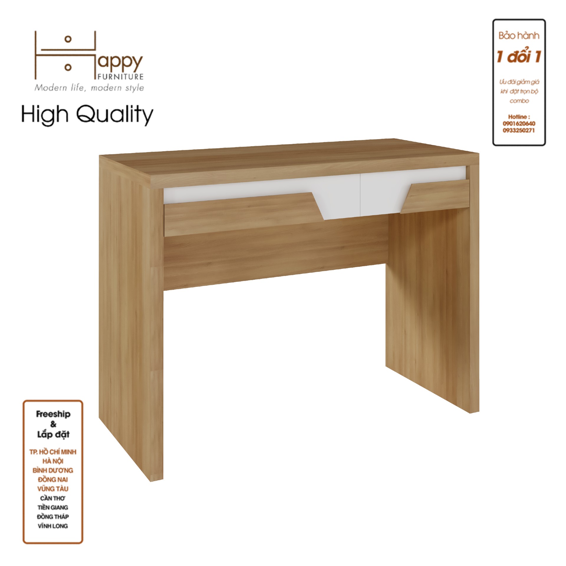 [Happy Home Furniture] PONIX, Bàn trang điểm 2 ngăn kéo, 100cm x 45cm x 75cm ( DxRxC), BAN_066