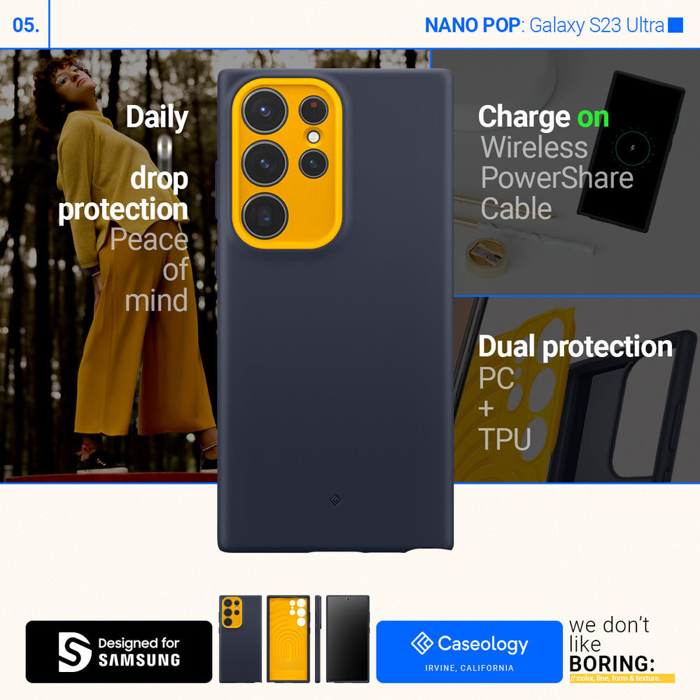 Ốp lưng Spigen Caselogy Nano Pop cho Samsung Galaxy S23 Ultra - Thiết kế mòng nhẹ, chống sốc, chống bẩn, viền camera cao - Hàng chính hãng