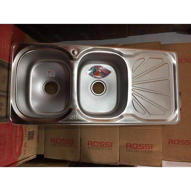 Chậu rửa bát Inox Tân Á xuất khẩu 2 ngăn (có bàn phụ) - đã đủ phụ kiện thoát nước