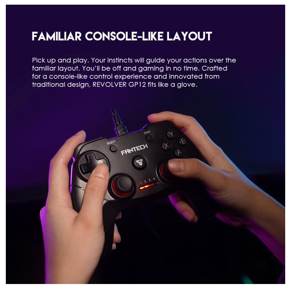 Tay Cầm Chơi Game Có Dây Fantech GP12 REVOLVER Dùng Được Cho PC, Console, Smart TV... 4 Chế Độ Cho Từng Thể Loại Game - Hàng chính hãng