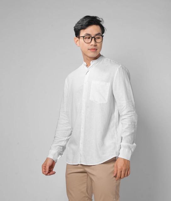 Áo sơ mi cổ trụ 1 túi 4 màu vải linen cao cấp SHL030 - Shop LASTORE