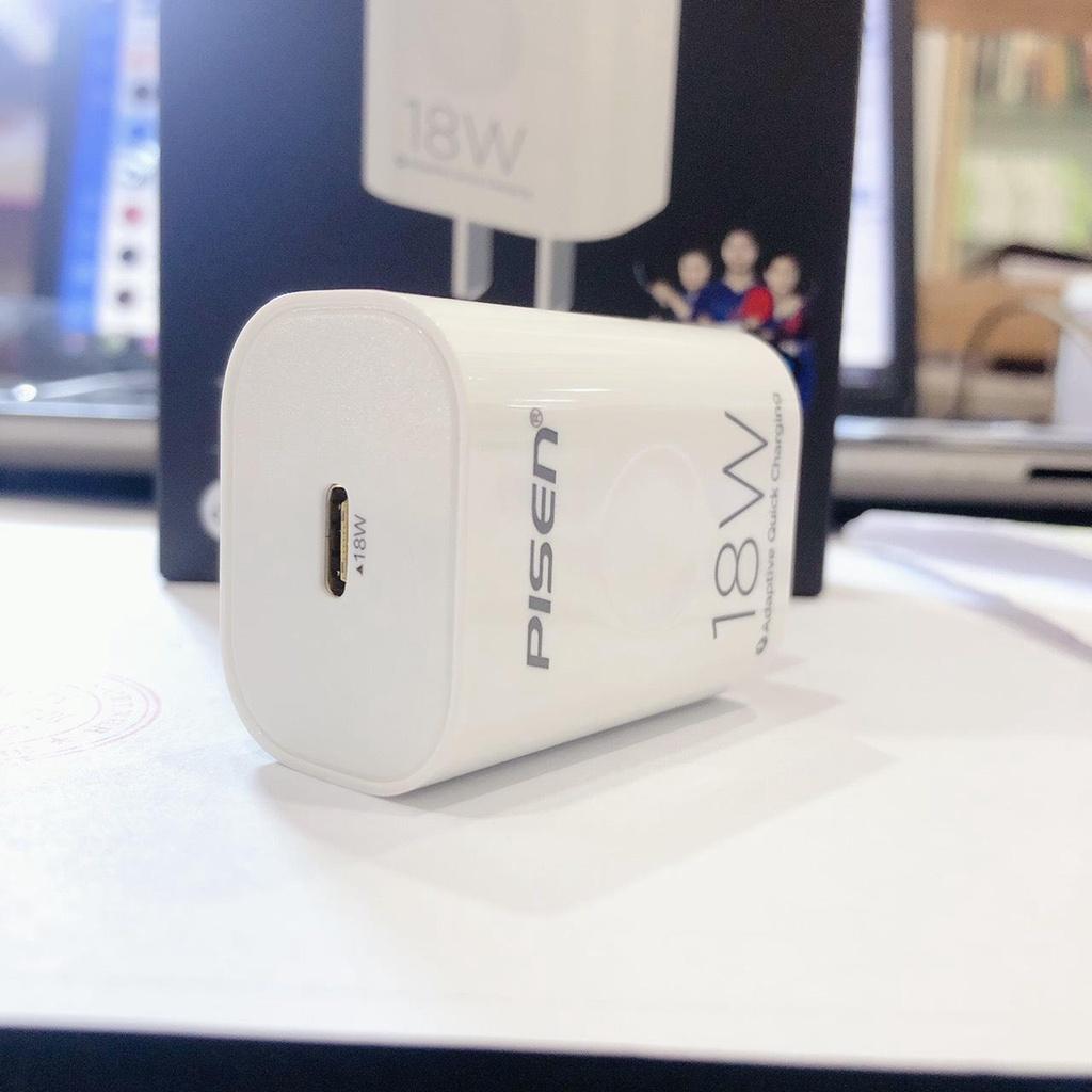 Cóc sạc nhanh Pisen Quick Type-C Wall Charger PD 3.0 18W - , Hàng chính hãng