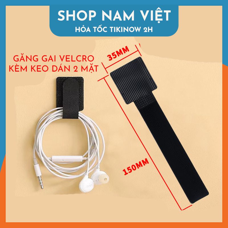 Dây Băng Gai Dính Velcro Có Keo 2 Mặt, Dùng Quấn Cáp Sạc, Treo Dây Điện