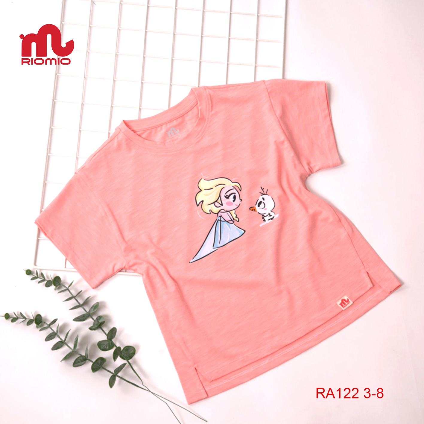 Áo thun cộc tay Riomio hoạ tiết công chúa Anna - Elsa Pricess, chất liệu vải cotton cao cấp cho bé gái - RA122