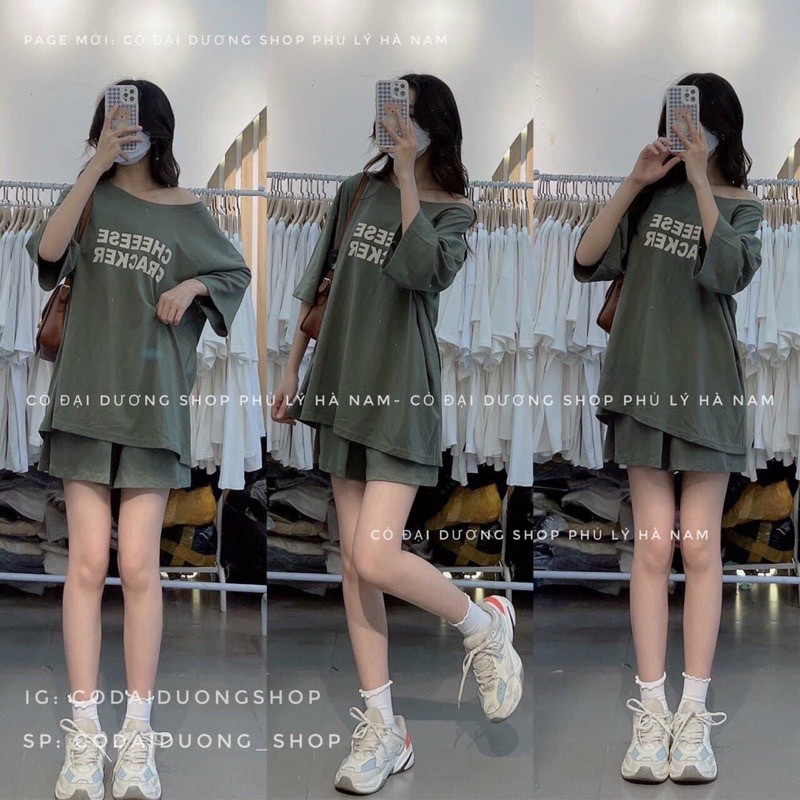 Set đồ thun áo phông in chữ Cheese kèm quần short, set nữ mùa hè đi chơi, Đồ bộ nữ mặc nhà in chữ chất thun cotton thoáng mát form dưới 65kg, Đồ Bộ Đùi, Set Bộ Nữ Cao Cấp Mặc Nhà Chất Vải Thun Cotton 100% Co Giãn Thoải Mái