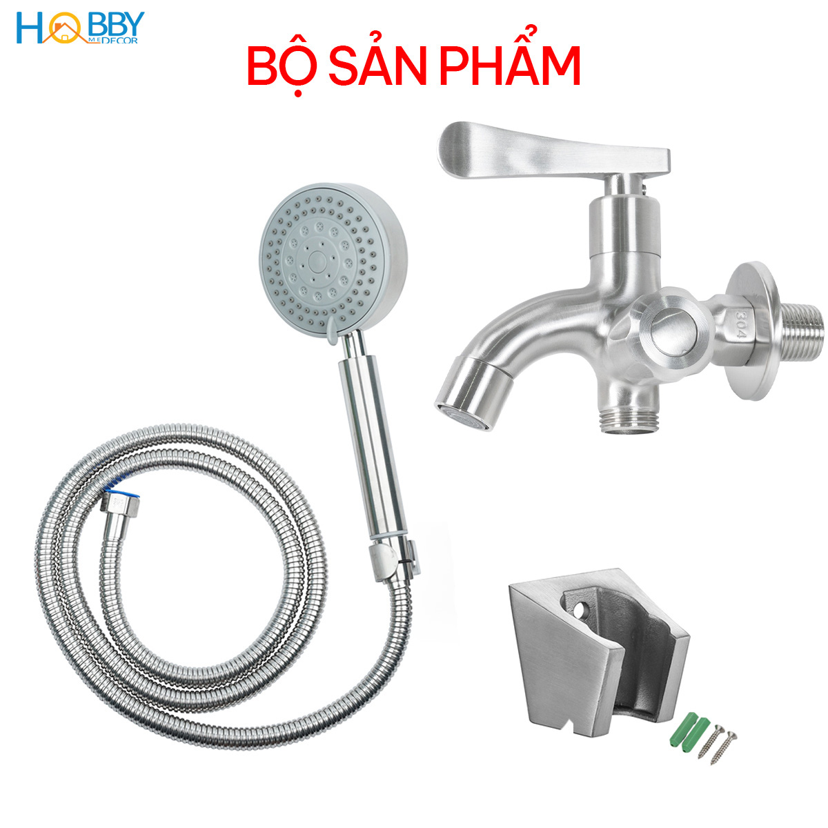 Combo củ sen tay sen tắm lạnh 5 chế độ inox 304 Hobby home decor CST2