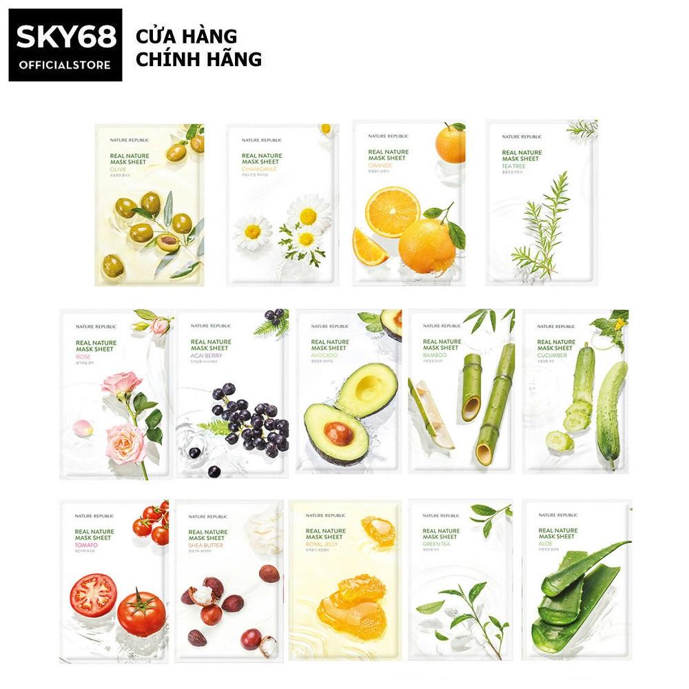 Combo 10 Mặt Nạ Giấy Cấp Ẩm, Dưỡng Trắng Da Nature Republic Real Nature Mask Sheet 23ml x 10