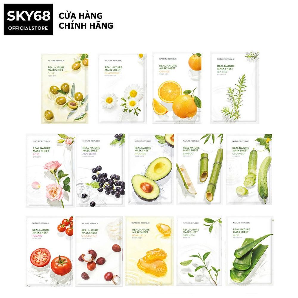 Combo 5 Mặt Nạ Giấy Cấp Ẩm, Dưỡng Trắng Da Nature Republic Real Nature Mask Sheet 23ml x 5