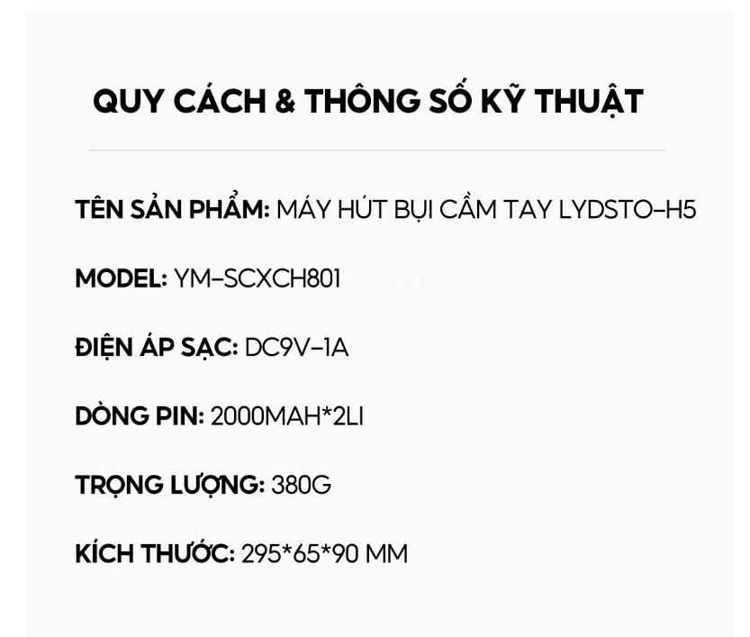Máy hút bụi ô tô mini không dây chính hãng xiaomi lydsto H5 - Hàng nhập khẩu