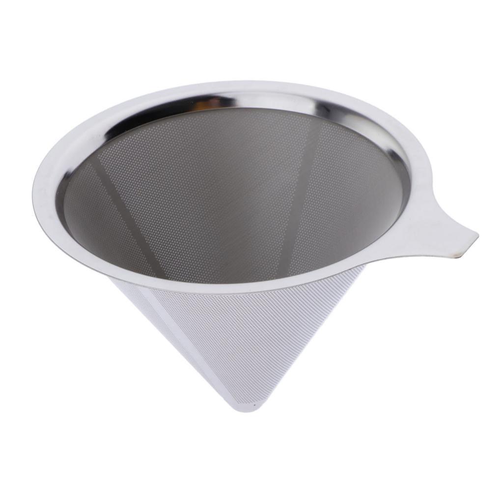 Coffee Filter Stainless Steel Pour Over Cone Dripper Reusable 12.5cm A