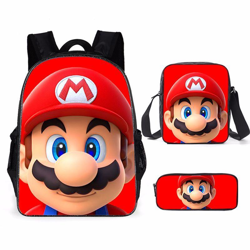 Siêu Marioes Schoolbag Du Lịch Ba Lô Đeo Vai Bút Chì Ốp Lưng 3 Mảnh Dành Cho Trẻ Em Học Sinh Sinh Viên