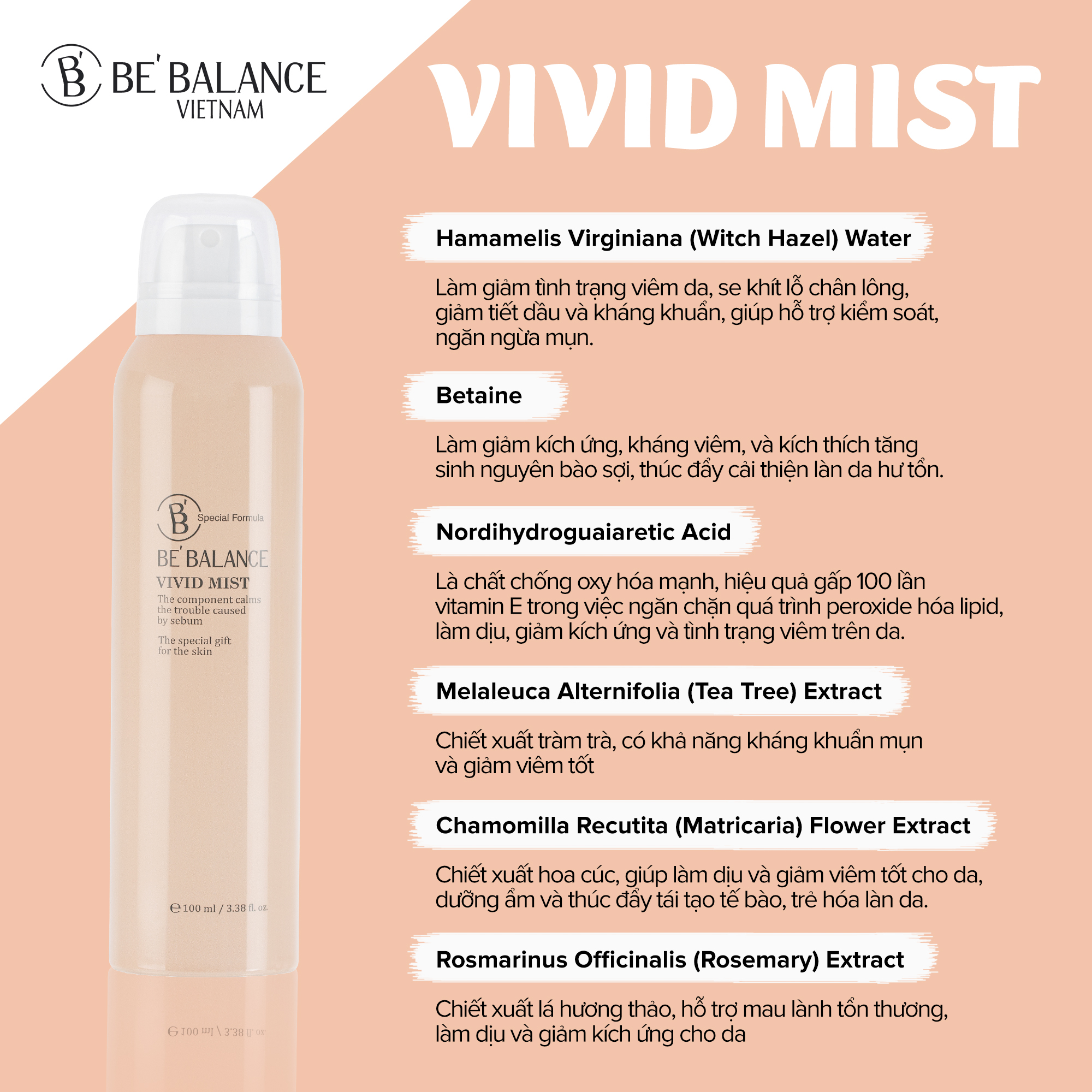 Xịt khoáng BEBALANCE Vivid Mist 100ml