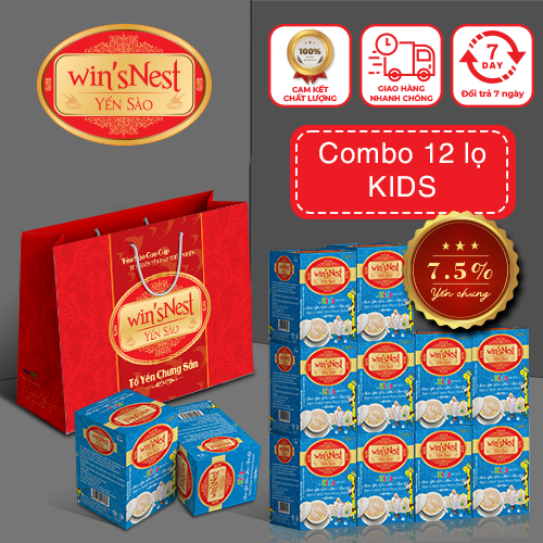 Combo 12 lọ Nước Yến sào winsNest Kids thích hợp cho trẻ em từ 1 tuổi trở lên