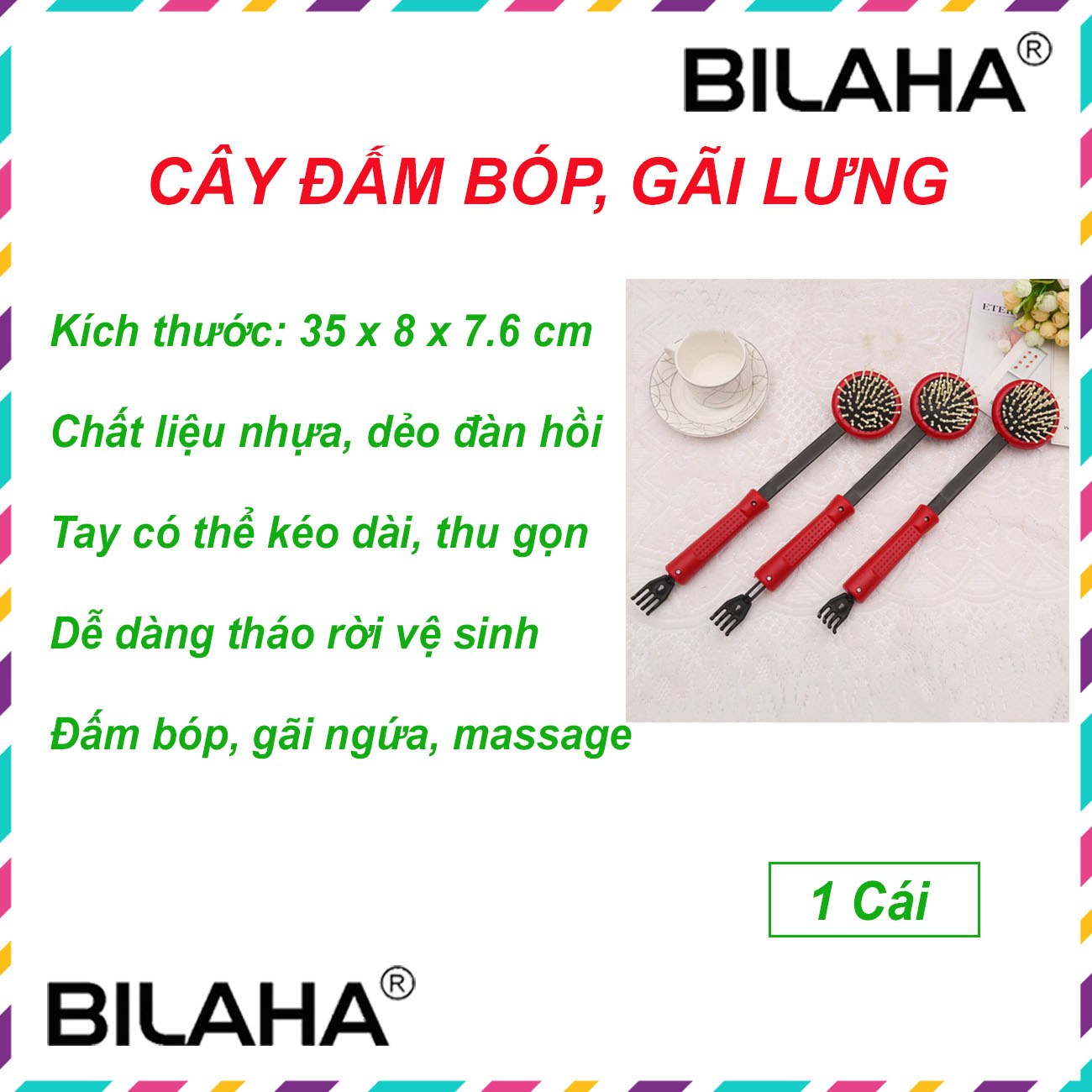 Cây Massage Gãi Lưng, Massage Đầu Và Đấm Bóp Toàn Thân Massage Body 3in1 AOE1017