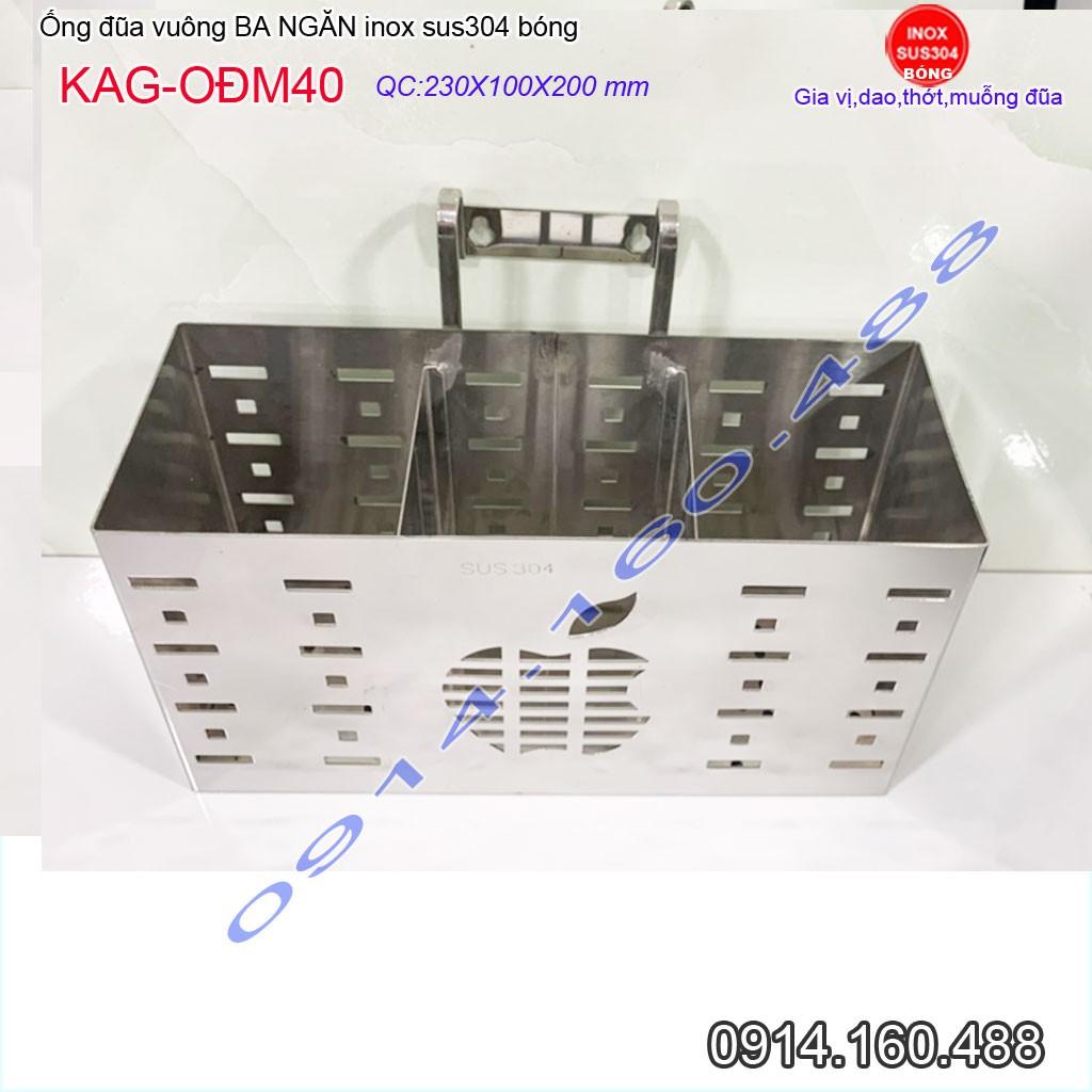 Ống đũa vuông SUS304 KAG-ODM40, Ống đựng đũa 3 inox dập khuôn cao cấp thiết kế đẹp sang trọng tinh tế từng chi tiết