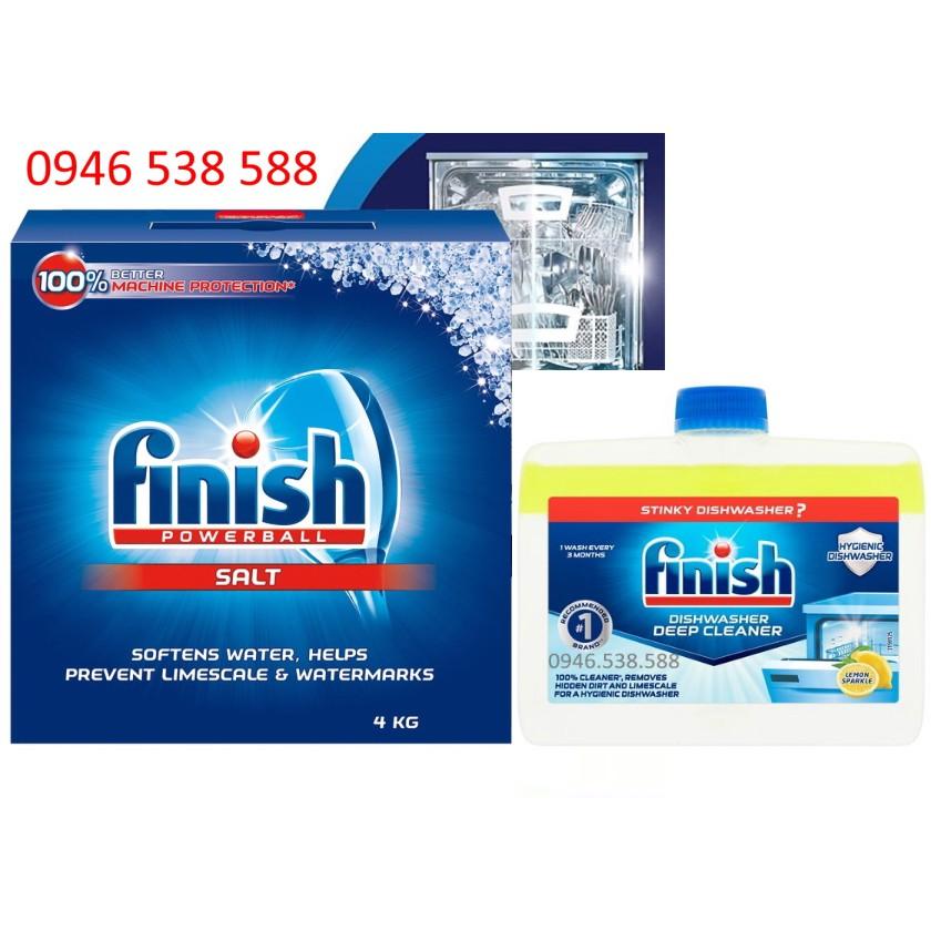 Combo Muối rửa bát Finish 4kg+Vệ sinh máy Finish