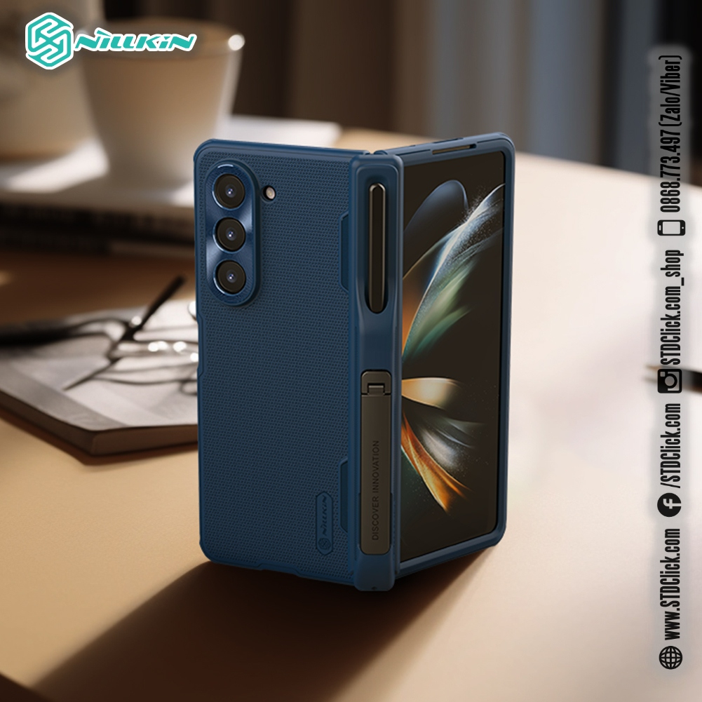 ỐP LƯNG DÀNH CHO ĐIỆN THOẠI SAMSUNG Z FOLD 5 5G NILLKIN Super Frosted Shield Fold - LƯNG NHỰA CỨNG VIỀN DẺO KÈM KHAY GIỮ BÚT