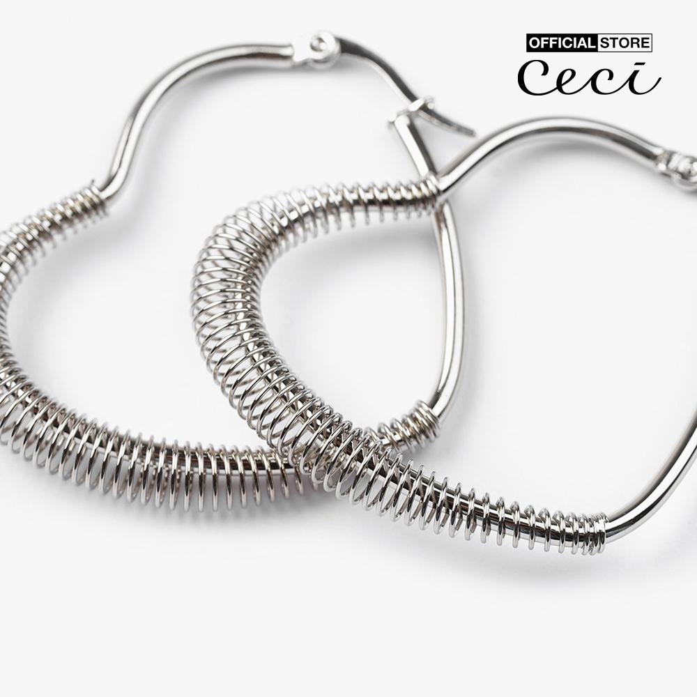 CECI - Khuyên tai nữ hình trái tim phối lò xo độc đáo CC1-01000049-03
