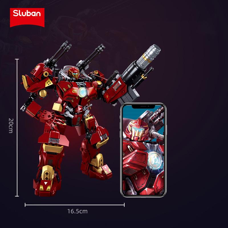 Đồ chơi Lắp ráp Lone Hulk, Sluban 1181 Mecha Master, Xếp hình thông minh, Mô hình người máy