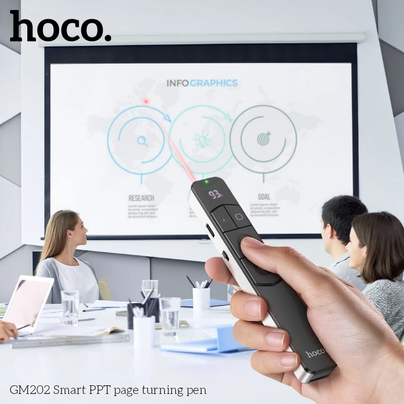 Bút trình chiếu pin sạc lazer đỏ dùng cho thuyết trình cổng sạc Type C dung lượng pin 180mAh Hoco Gm202 _ Hàng chính hãng