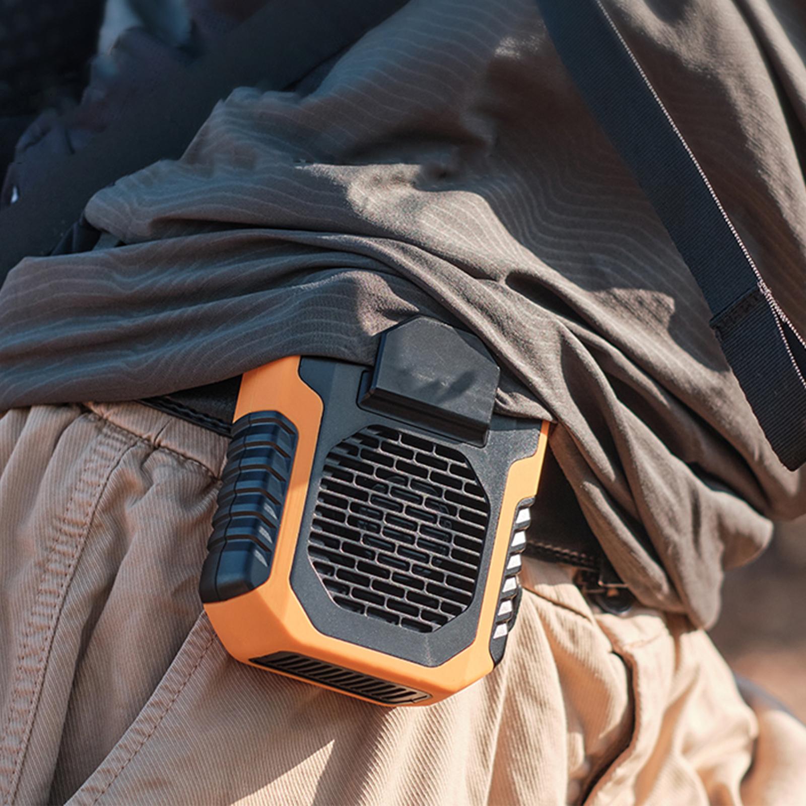 Mini Waist Clip Fan With 6000mah Battery Hands-Free Wearable Necklace Fan 3 Speeds Fan Belt Fan Emergency Power Bank