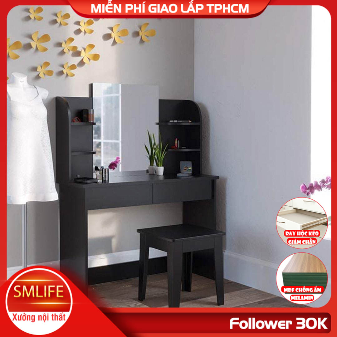 Bàn trang điểm gỗ hiện đại SMLIFE Makan  | Gỗ MDF dày 17mm chống ẩm | D110xR40xC140cm